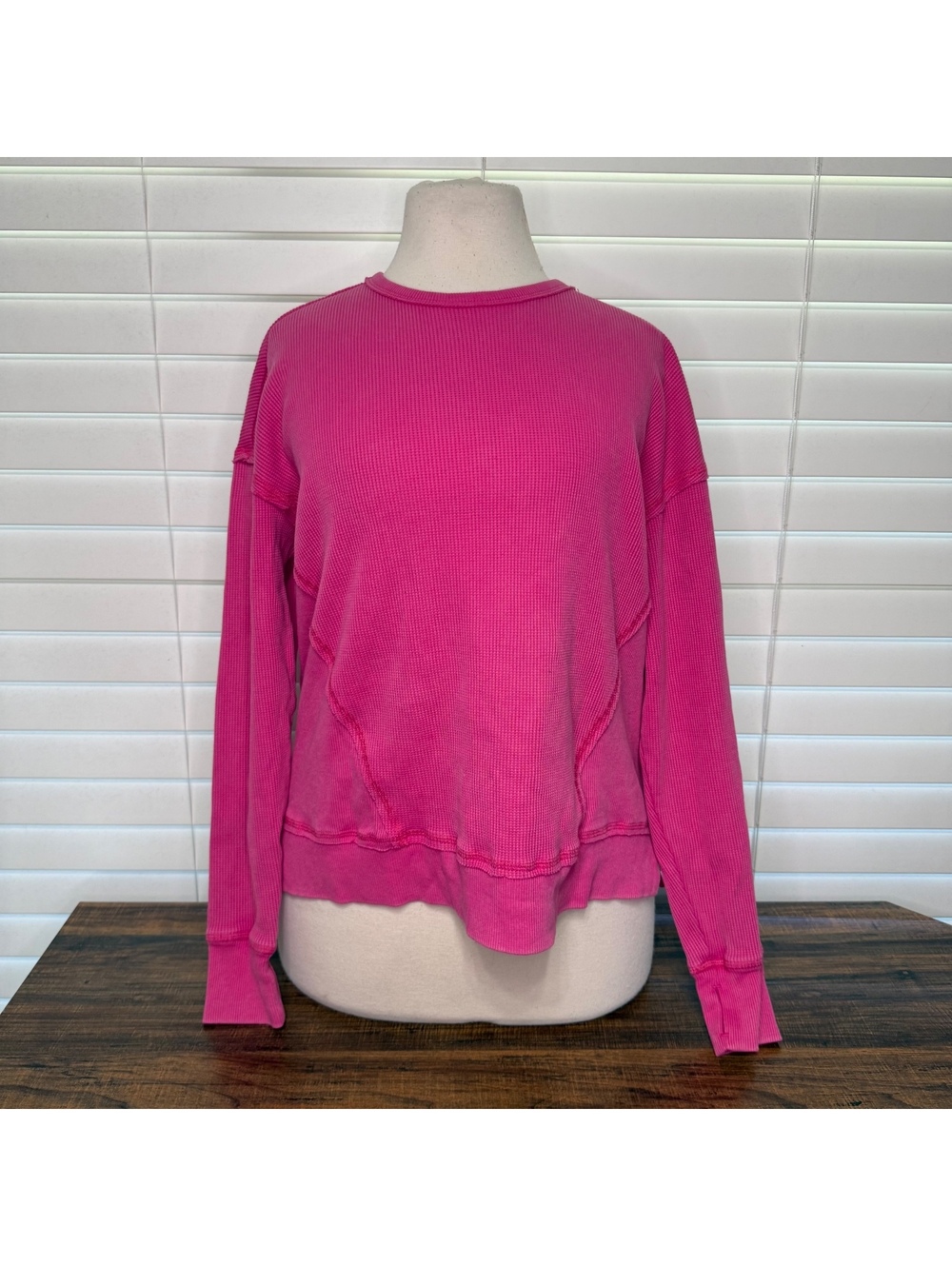 Seven7 Women's Pink Thermal Long Sleeve Pullover Shirt Size S